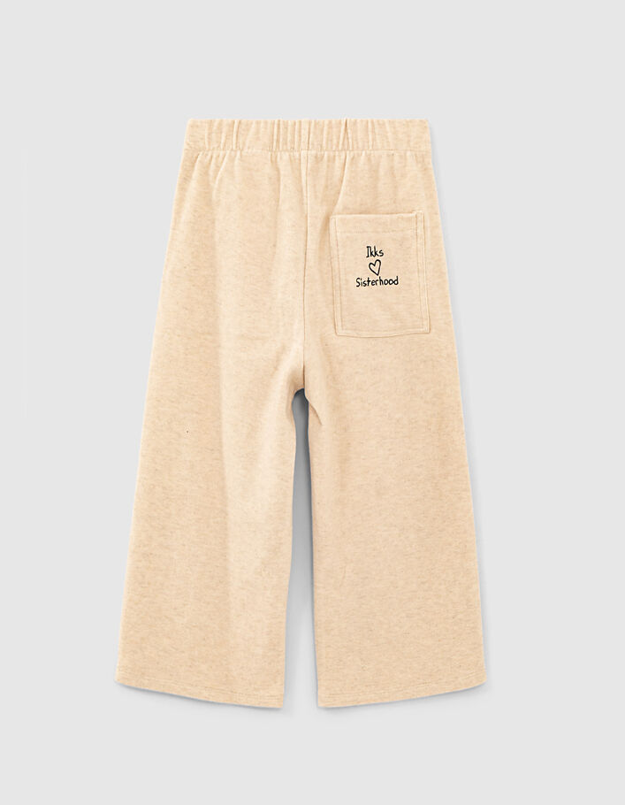 Wijde gemêleerd zandkleurige broek ceintuur meisjes-4