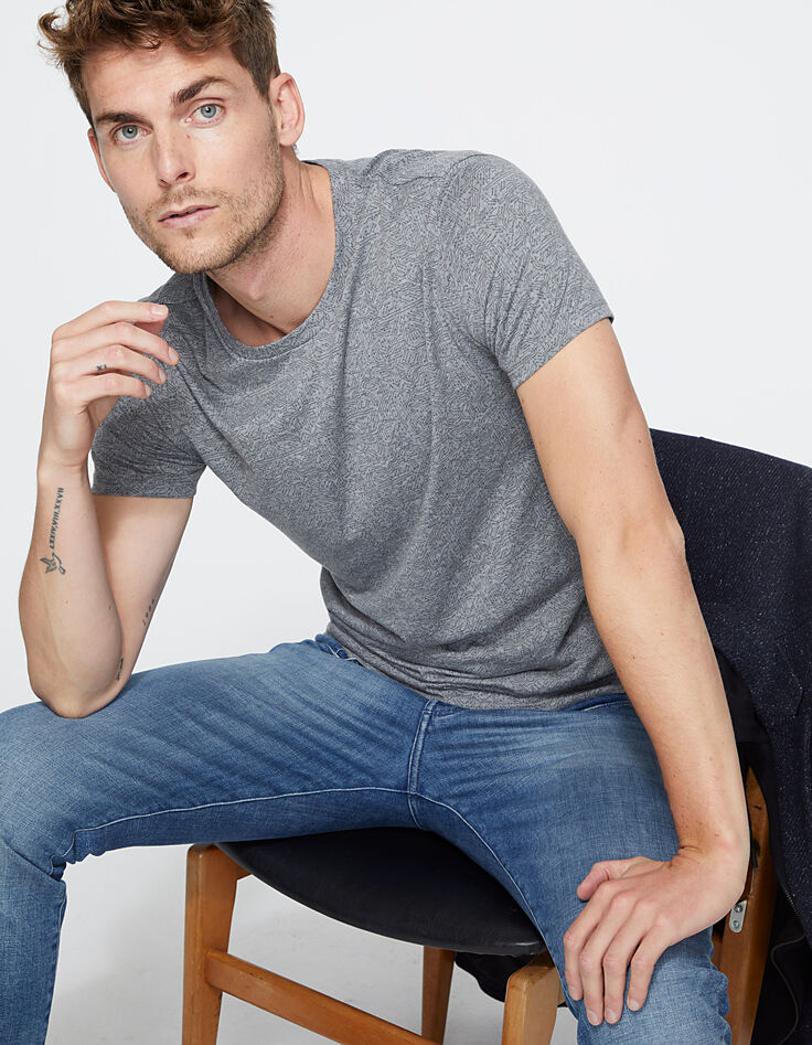 Men’s slate grey circuit-print T-shirt-1