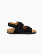 Sandales anatomiques noires en cuir velours éclairs garçon-3