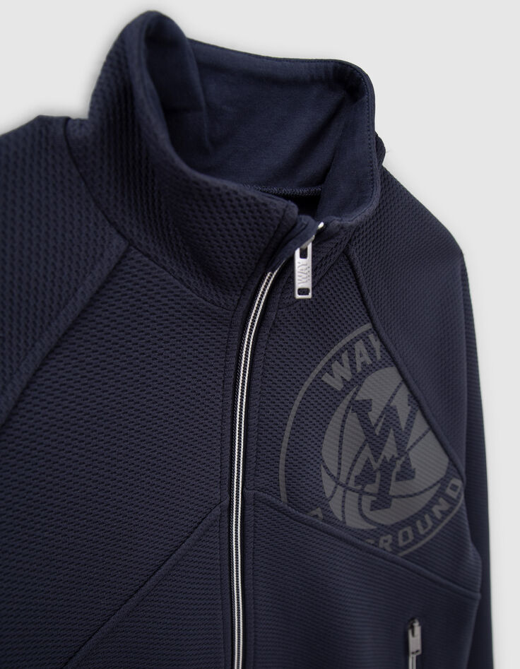 Cardigan marine molleton tech fleece relief&eacute; gar&ccedil;on-5