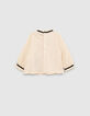 Ecru T-shirt zwart fantasieborduursel babymeisjes-3