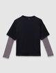T-shirt 2-en-1 rayé et t-shirt noir manches courtes fille-6
