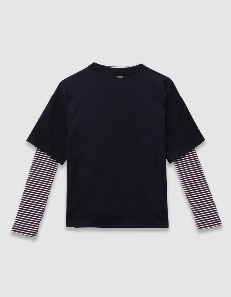 T-shirt 2-en-1 rayé et t-shirt noir manches courtes fille-6 T-shirt 2-en-1 rayé et t-shirt noir manches courtes fille-6