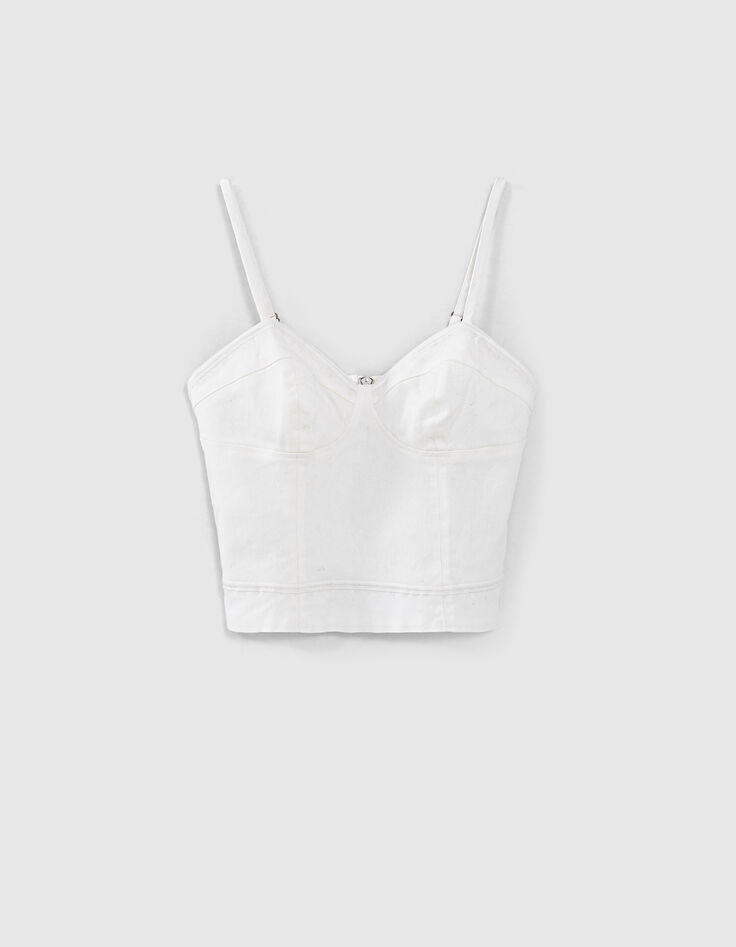 Top en coton forme bustier à bretelles femme-1