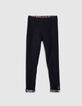 Girls' navy print/navy reversible leggings-3