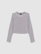 Wit geribd T-shirt met strepen meisjes-1