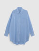Chemise oversize ciel rayée blanc Femme-6