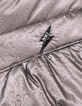 Gefütterte Babymädchen-Kapuzen-Steppjacke, Metallic Parma-6