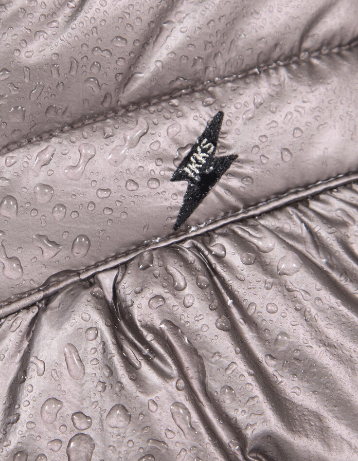 Gefütterte Babymädchen-Kapuzen-Steppjacke, Metallic Parma-6