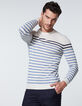 Pull marinière off white à rayures bicolores Homme-1