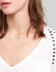 Women's off-white studded foil linen T-shirt-5