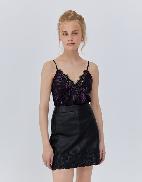 Women’s black dandy flower print lingerie-style top