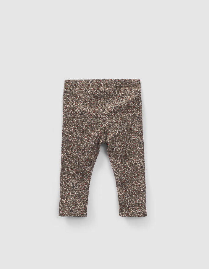 Babymädchen-Wende-Leggings, Khaki mit Print und Rosa-4