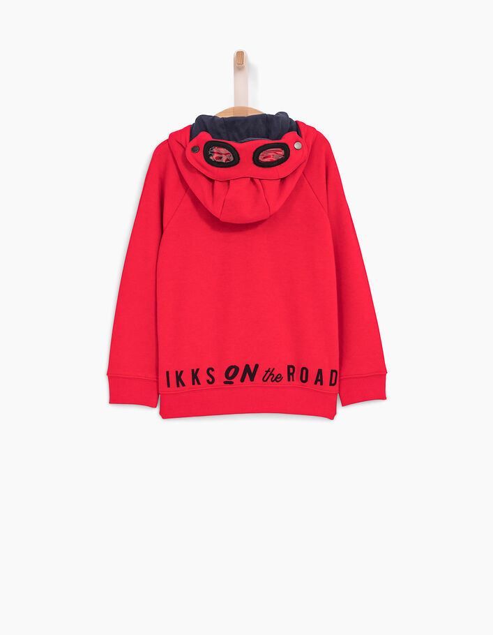 Cardigan rouge à lunettes sur capuche garçon - IKKS