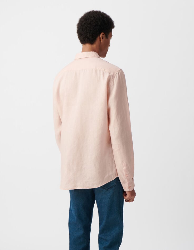 Roze SLIM overhemd in linnen Heren-3