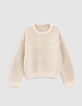 Pull &eacute;cru tricot lurex &agrave; &eacute;toiles fille-1