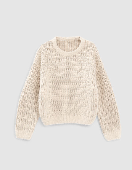 Girls’ ecru star lurex knit sweater