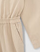 Girls&rsquo; light beige zipped jumpsuit-5
