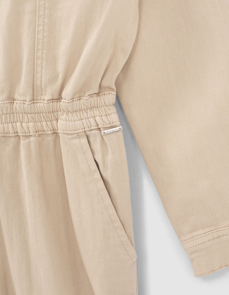 Girls&rsquo; light beige zipped jumpsuit-5
