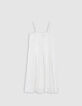 Robe fines bretelles beige à smocks fille-6
