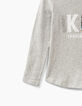 Girls’ grey marl IKKS Think Wild embroidery&patch T-shirt-4