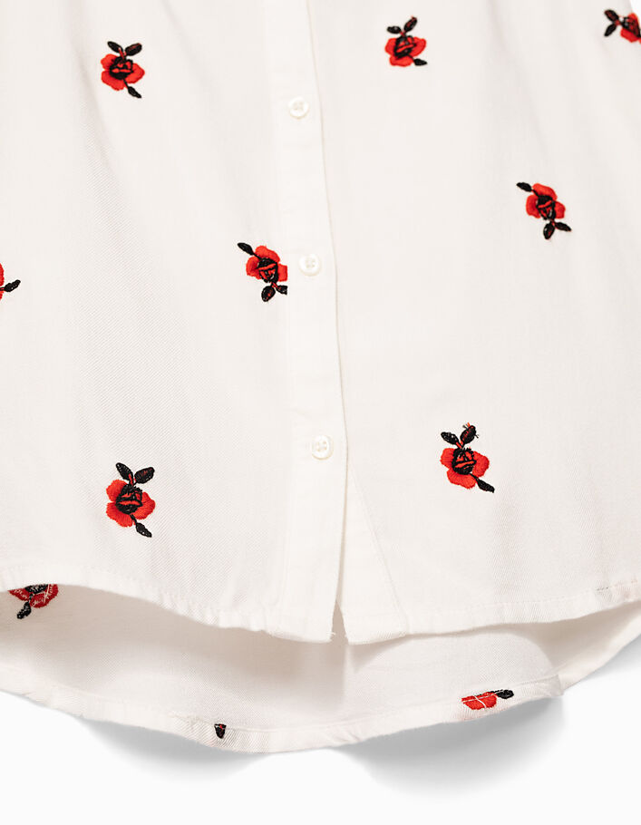 Chemise blanche à volants brodée fleurs fille - IKKS