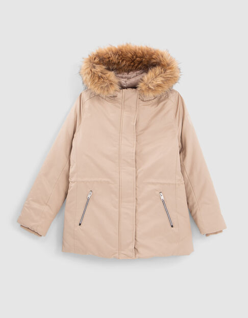 Beiger Mädchenparka mit abnehmbarem Futter