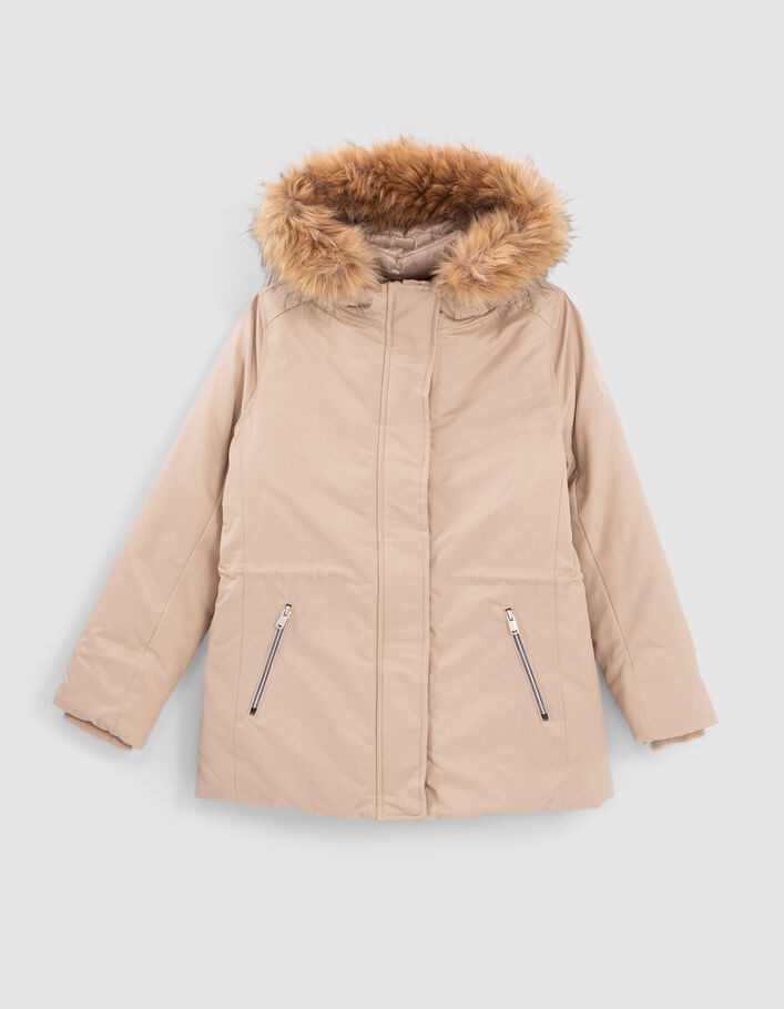 Parka beige avec parmenture amovible fille-1