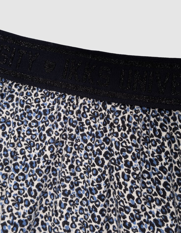Falda corta azul marino leopardo-lazo niña-5