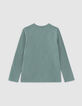Boys’ stone green plane image organic cotton T-shirt -3
