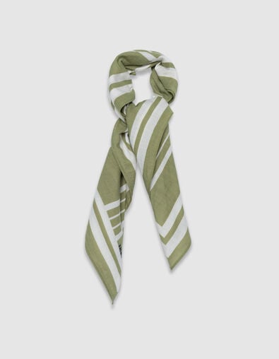 Women's striped square scarf with message - IKKS