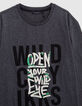 Boy's grey message print T-shirt with sequins embroidery-2