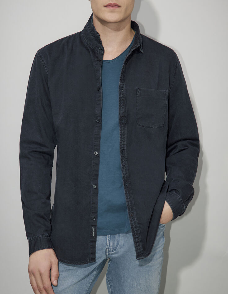 Chemise en denim REGULAR noire Homme-2