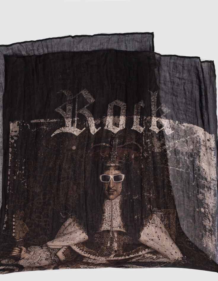 Fular negro con motivo rey rockero Hombre-4