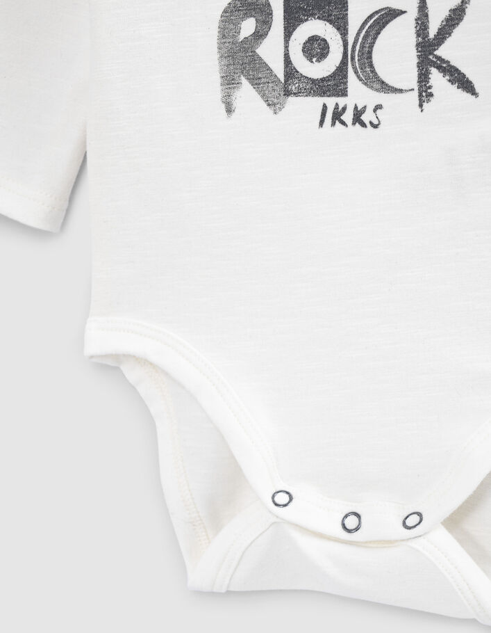 Body blanco roto con mensaje algodón bio bebé - IKKS