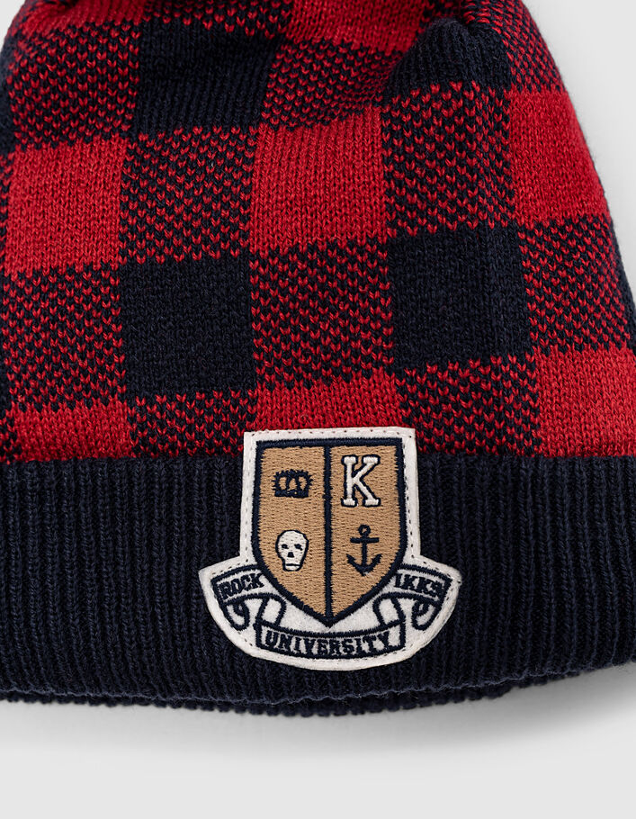 Baby boys’ mid-red check beanie  - IKKS