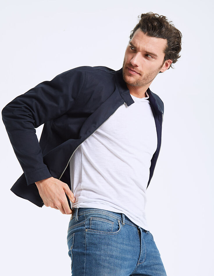 Blouson marine réversible et bi matière Homme-1