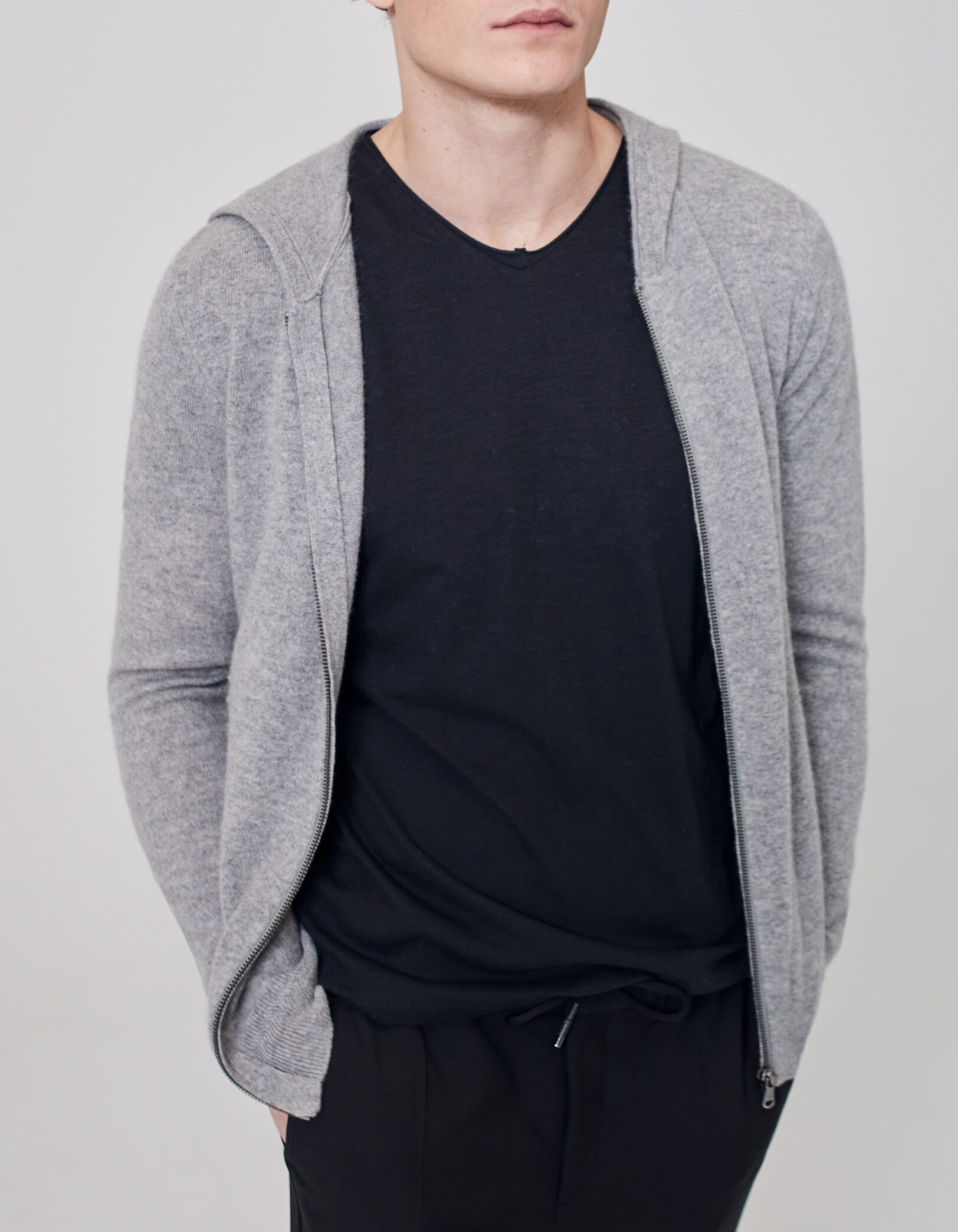 Cashmere hooded cardigan hot sale