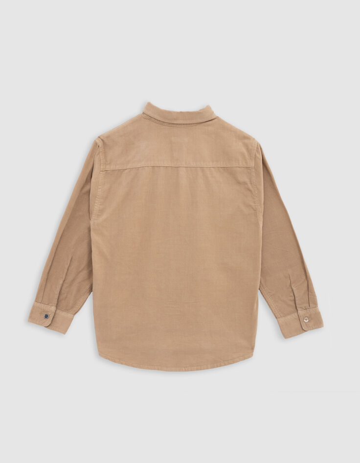 Chemise camel velours milleraies brodée K-éclair garçon-3