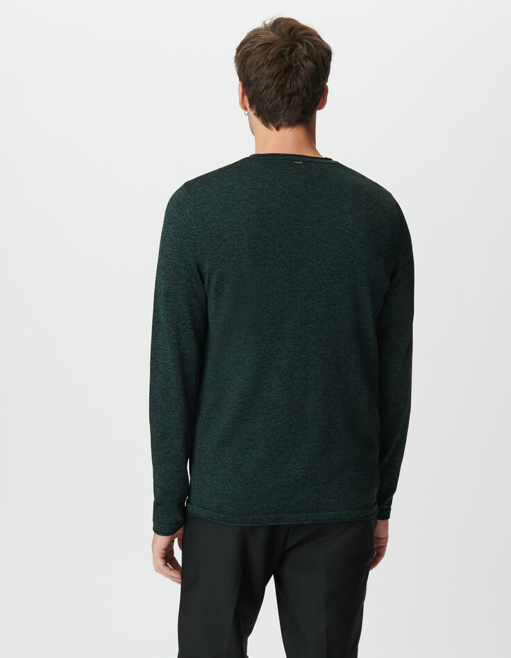 Pull vert tricot mouliné Homme-3 Pull vert tricot mouliné Homme-3