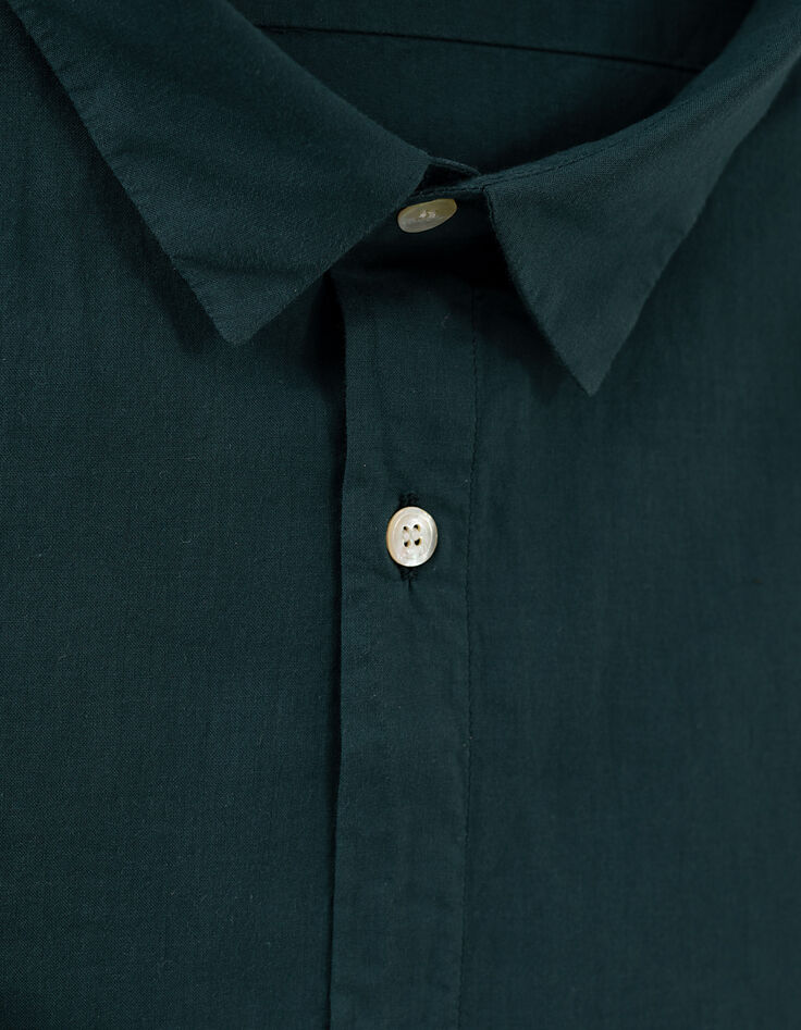 Men’s petrol green voile slim shirt-2