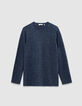 Pull bleu tricot mouliné Homme-5