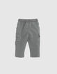 Baby boys’ khaki mixed fabric CARGO trousers-3