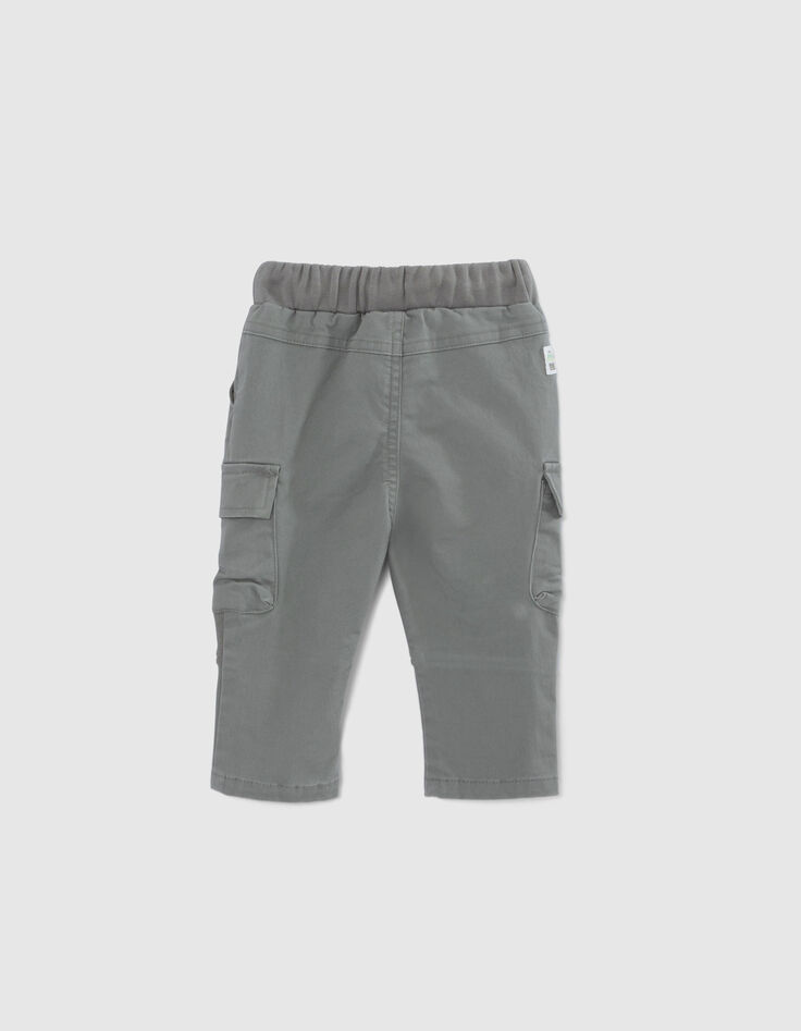 Baby boys’ khaki mixed fabric CARGO trousers-3