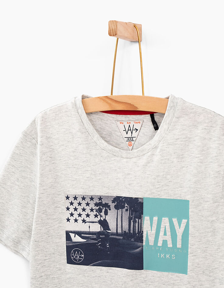 T-shirt grijs gechineerd vlag-skater -4