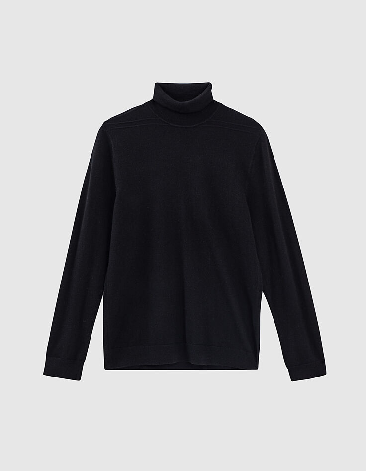 Schwarzer Herrenstrickpullover mit Rollkragen-1