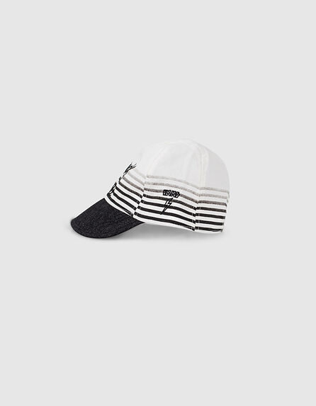 Baby boys’ grey marl deep dye striped cap 