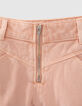Short en jean rose galons rayés côtés fille-5