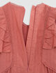 Pink dress with ruffles and lace for girl-7