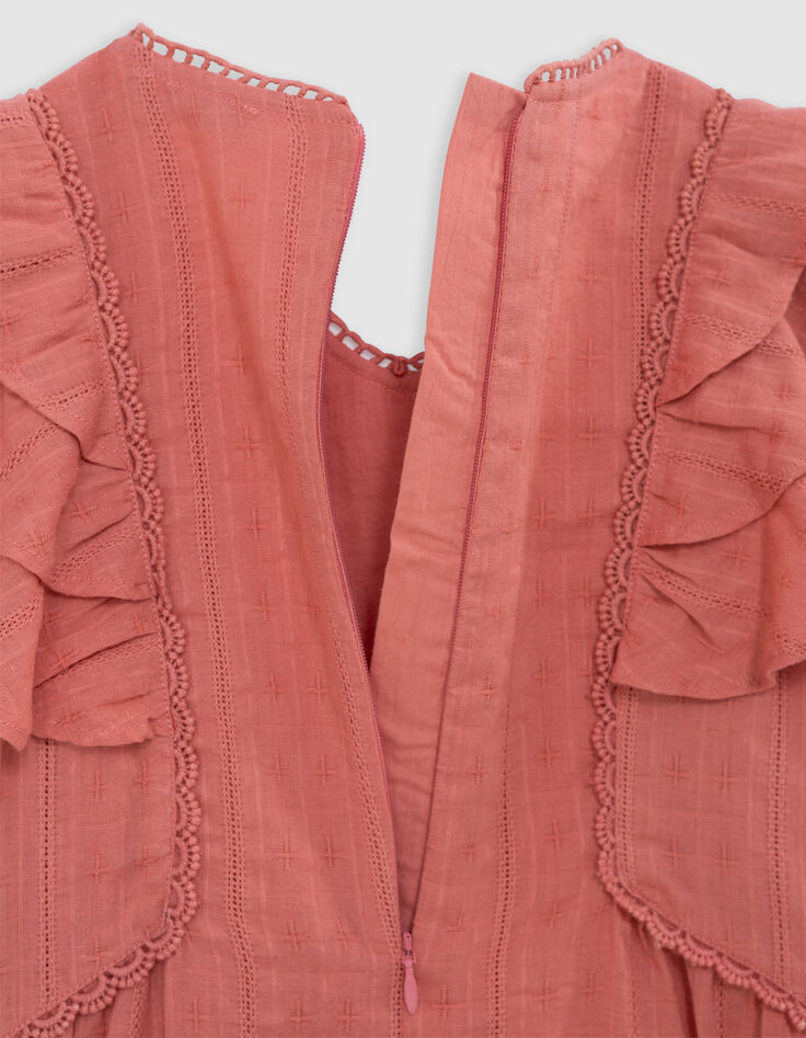 Pink dress with ruffles and lace for girl-7
